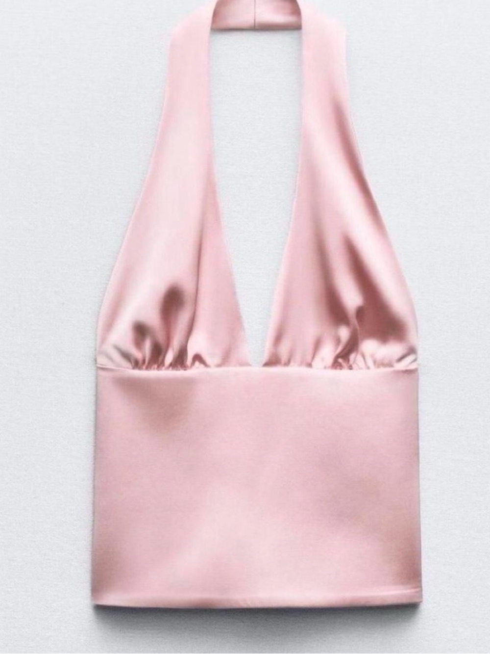 Zara Satin Effect Pink Halter Top NWT Size M - Picture 1 of 5